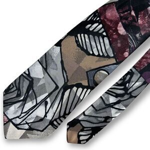 Dino Orsini gray and‎ maroon art print tie